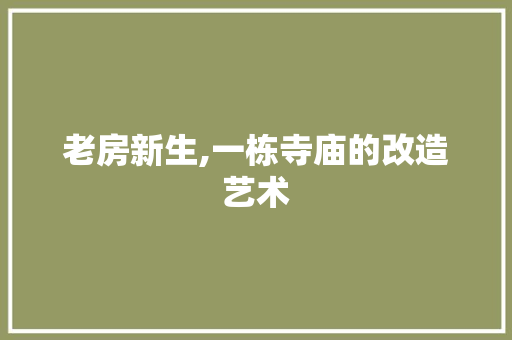 老房新生,一栋寺庙的改造艺术