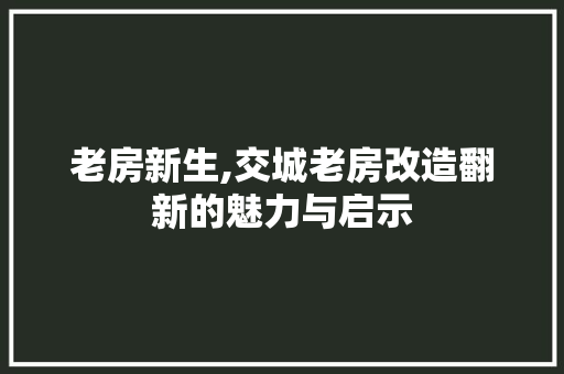 老房新生,交城老房改造翻新的魅力与启示