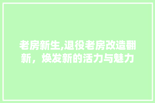老房新生,退役老房改造翻新，焕发新的活力与魅力