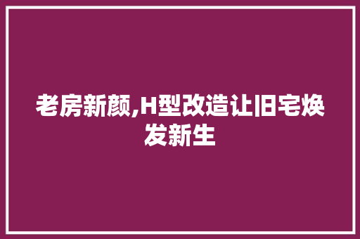 老房新颜,H型改造让旧宅焕发新生