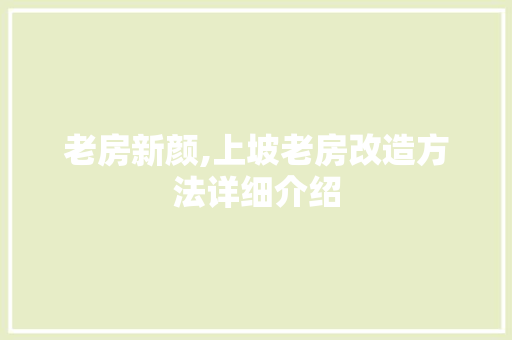 老房新颜,上坡老房改造方法详细介绍 厨房维修