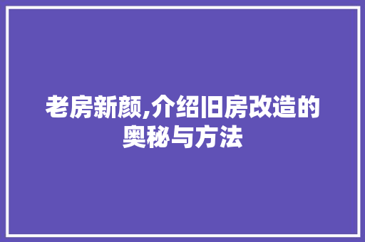 老房新颜,介绍旧房改造的奥秘与方法