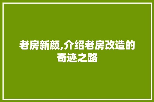 老房新颜,介绍老房改造的奇迹之路