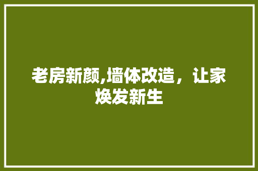 老房新颜,墙体改造，让家焕发新生