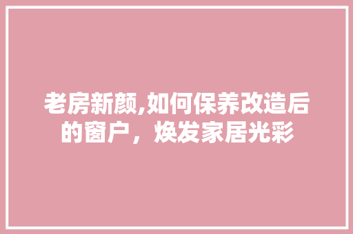 老房新颜,如何保养改造后的窗户，焕发家居光彩