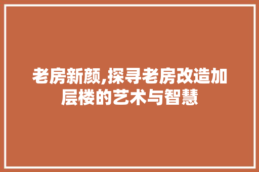 老房新颜,探寻老房改造加层楼的艺术与智慧