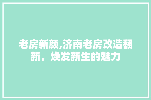 老房新颜,济南老房改造翻新，焕发新生的魅力
