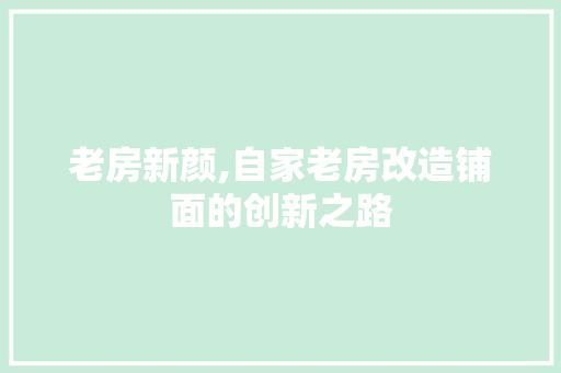 老房新颜,自家老房改造铺面的创新之路