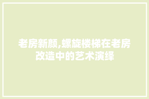 老房新颜,螺旋楼梯在老房改造中的艺术演绎