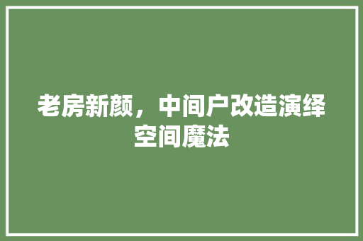 老房新颜，中间户改造演绎空间魔法