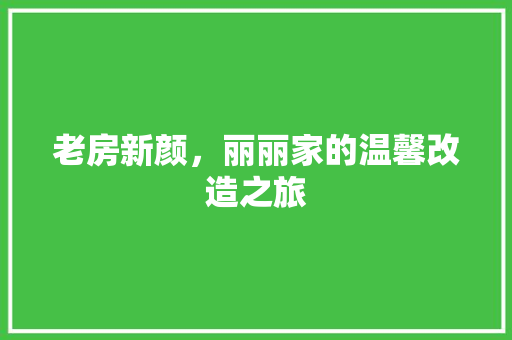 老房新颜，丽丽家的温馨改造之旅 汽车维修