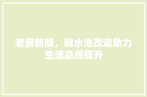 老房新颜，储水池改造助力生活品质提升
