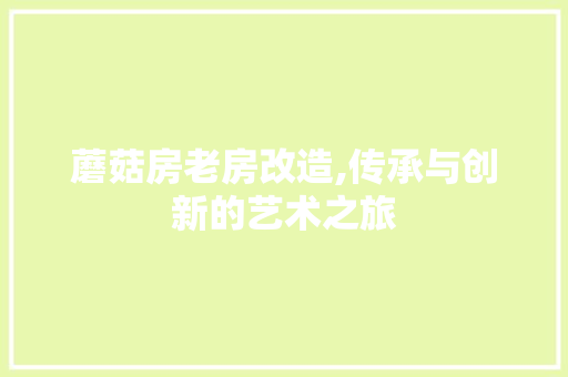 蘑菇房老房改造,传承与创新的艺术之旅