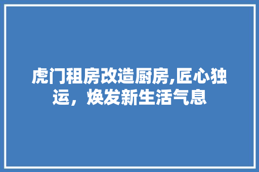 虎门租房改造厨房,匠心独运，焕发新生活气息