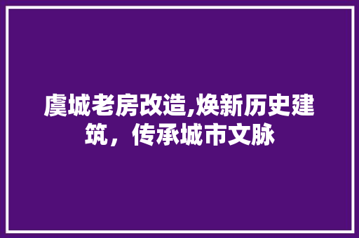 虞城老房改造,焕新历史建筑，传承城市文脉