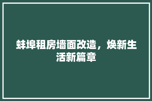蚌埠租房墙面改造，焕新生活新篇章