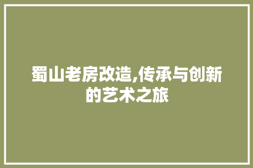 蜀山老房改造,传承与创新的艺术之旅