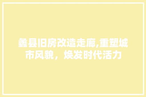 蠡县旧房改造走廊,重塑城市风貌，焕发时代活力