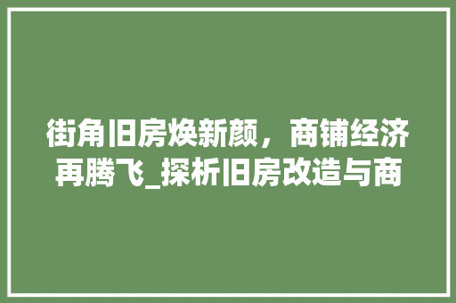 街角旧房焕新颜，商铺经济再腾飞_探析旧房改造与商铺发展的双赢之路