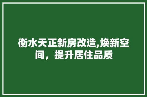 衡水天正新房改造,焕新空间，提升居住品质