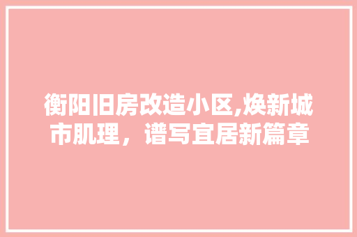 衡阳旧房改造小区,焕新城市肌理，谱写宜居新篇章