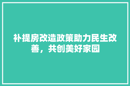 补提房改造政策助力民生改善，共创美好家园