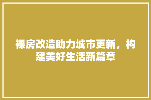 裸房改造助力城市更新，构建美好生活新篇章
