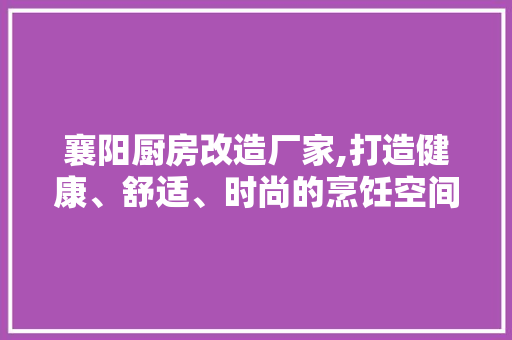 襄阳厨房改造厂家,打造健康、舒适、时尚的烹饪空间