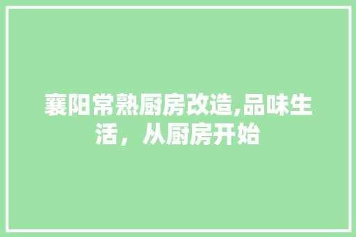 襄阳常熟厨房改造,品味生活，从厨房开始