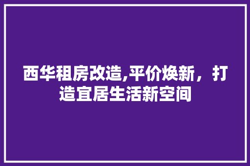 西华租房改造,平价焕新，打造宜居生活新空间
