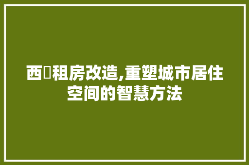 西塱租房改造,重塑城市居住空间的智慧方法 综合便民