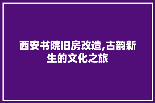 西安书院旧房改造,古韵新生的文化之旅