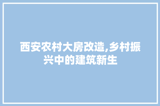 西安农村大房改造,乡村振兴中的建筑新生