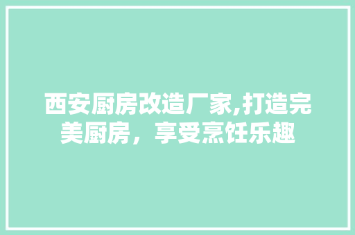 西安厨房改造厂家,打造完美厨房，享受烹饪乐趣