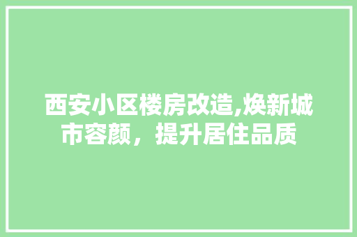 西安小区楼房改造,焕新城市容颜，提升居住品质
