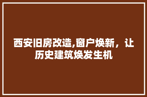 西安旧房改造,窗户焕新，让历史建筑焕发生机