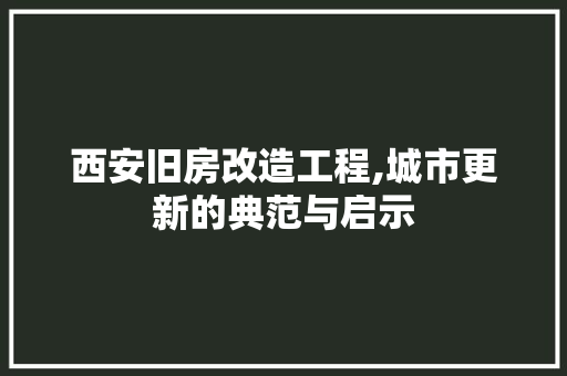 西安旧房改造工程,城市更新的典范与启示