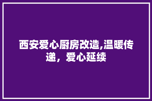 西安爱心厨房改造,温暖传递，爱心延续