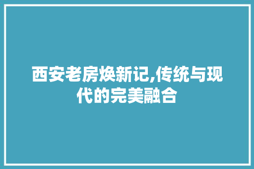 西安老房焕新记,传统与现代的完美融合