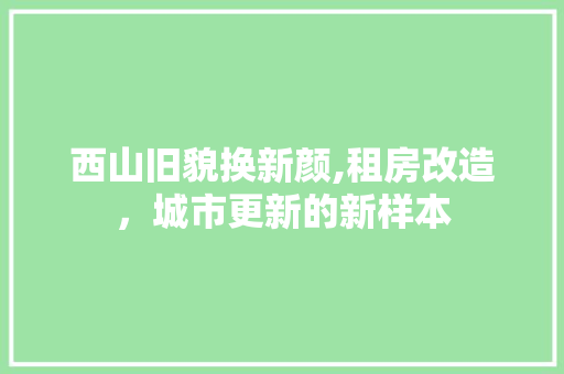 西山旧貌换新颜,租房改造，城市更新的新样本