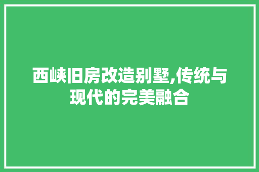西峡旧房改造别墅,传统与现代的完美融合