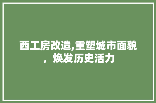 西工房改造,重塑城市面貌，焕发历史活力
