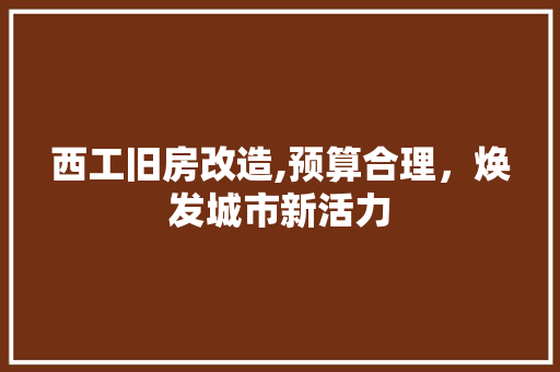 西工旧房改造,预算合理，焕发城市新活力