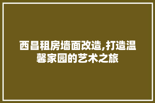 西昌租房墙面改造,打造温馨家园的艺术之旅