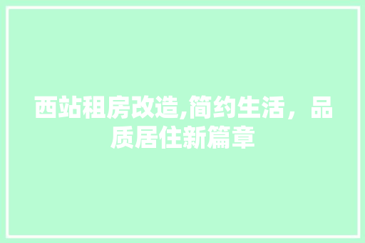 西站租房改造,简约生活，品质居住新篇章