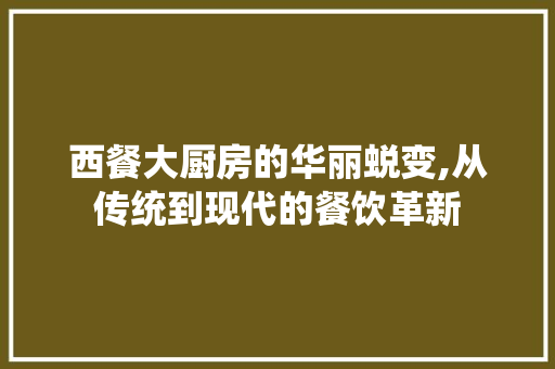 西餐大厨房的华丽蜕变,从传统到现代的餐饮革新