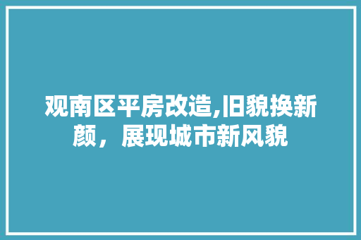 观南区平房改造,旧貌换新颜，展现城市新风貌