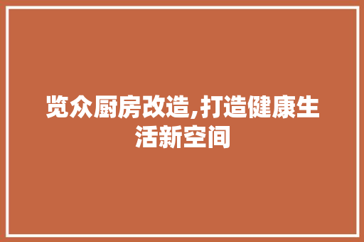 览众厨房改造,打造健康生活新空间