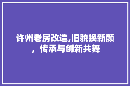 许州老房改造,旧貌换新颜，传承与创新共舞