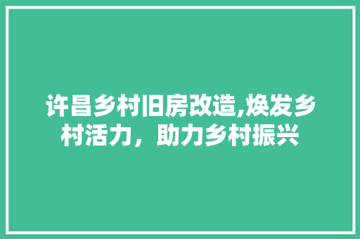 许昌乡村旧房改造,焕发乡村活力，助力乡村振兴